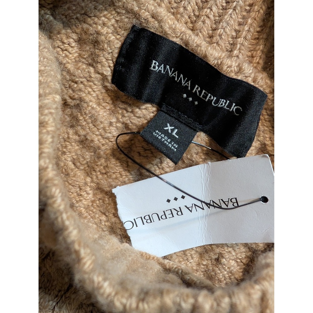Banana Republic Womens XL Cable‎ Knit Mock Neck Sweater Dress Tan - Picture 2 of 7